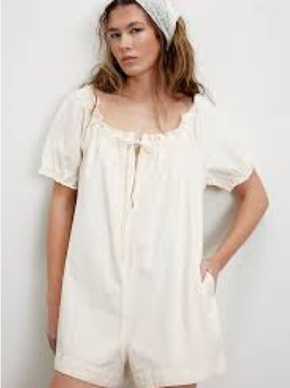 NWT Free People We The Free Daisy Denim Babydoll Romper Vanilla Large - Picture 3 of 9